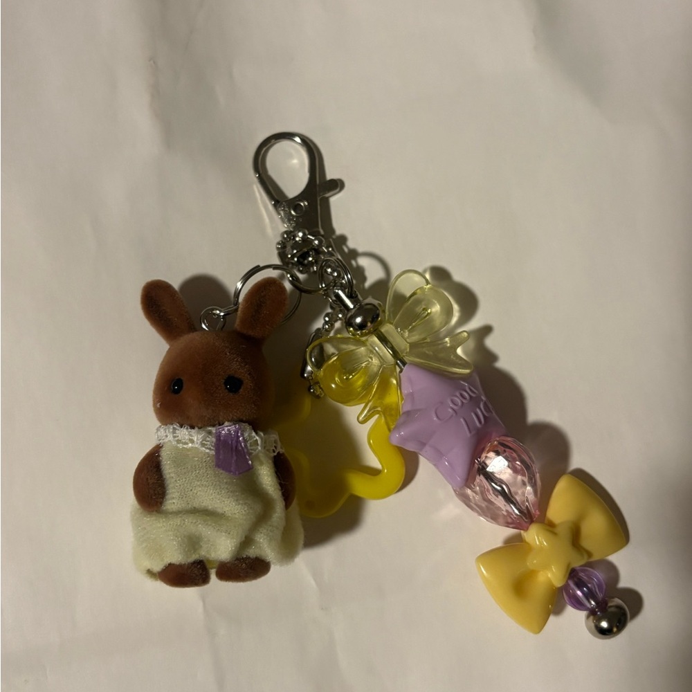 Cute Bunny Keychain with Charms